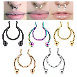 [ZOMI] ไม่ต้องเจาะ จมูกปลอม Septum Ring Cheater แหวนเกือกม้า Septum Clicker