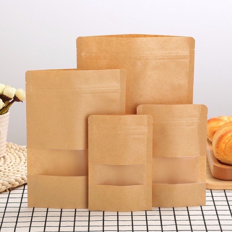 Kraft clat paper kertas window bag ziplock bag 50 ชิ้น/แพ็ค