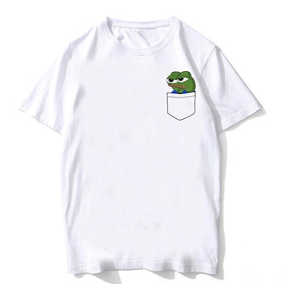 เสื้อยืดfashionเสื้อยืดลําลอง ผ้าฝ้าย แขนสั้น พิมพ์ลายกบ Sumer Hot Meme Pepe Frog Sad Frog Pepe A46 สําหรับผู้ชาย UI321T