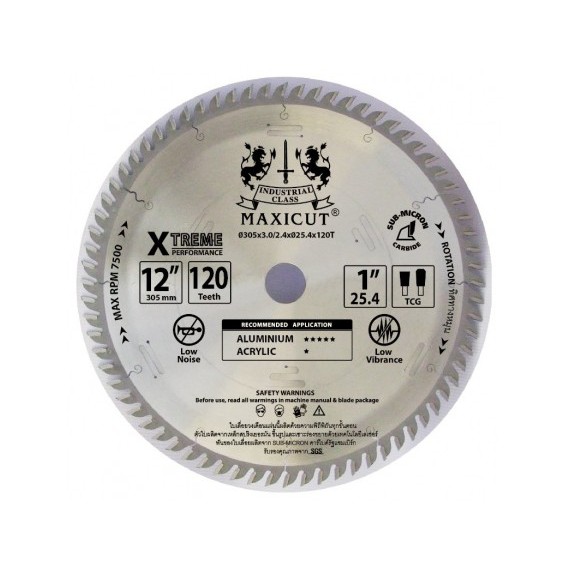 ใบเลื่อยวงเดือน12″x120T MAXICUT (TCG อลูมิเนียม) สีแดง – โปรปัง