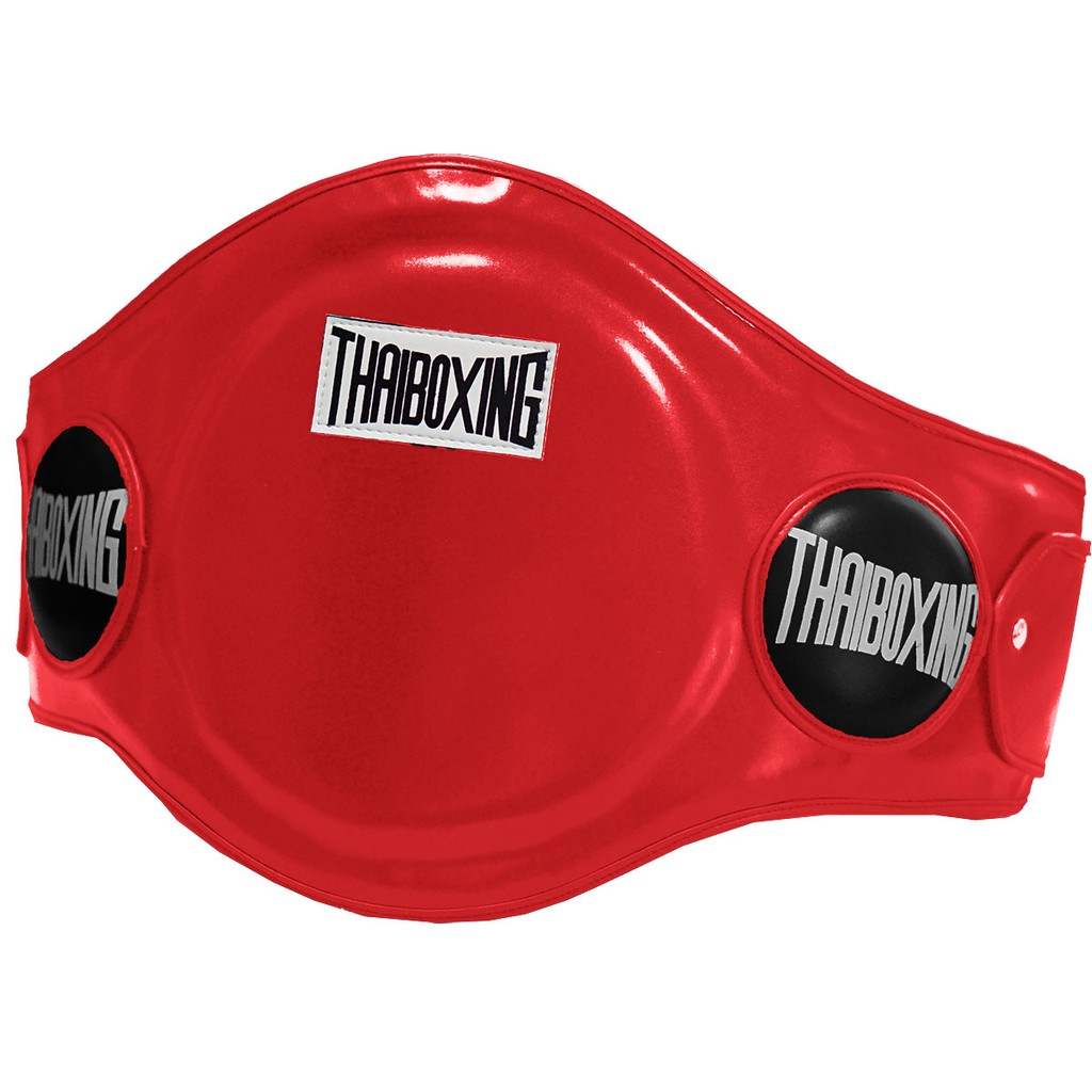 THAIBOXING เป้าป้องกันหน้าท้องหนังเทียม สีแดงดำ