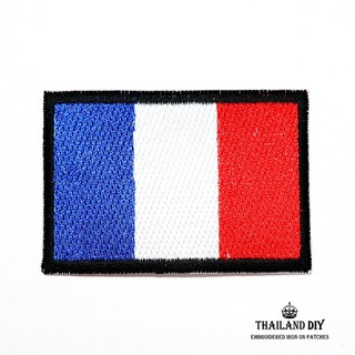 ตัวรีดติดเสื้อ ธงชาติฝรั่งเศส ประเทศฝรั่งเศส ทีมชาติ ท่องเที่ยว ธง France Flag Patch งานปัก DIY ตัวรีด อาร์ม ติดเสื้อผ้า