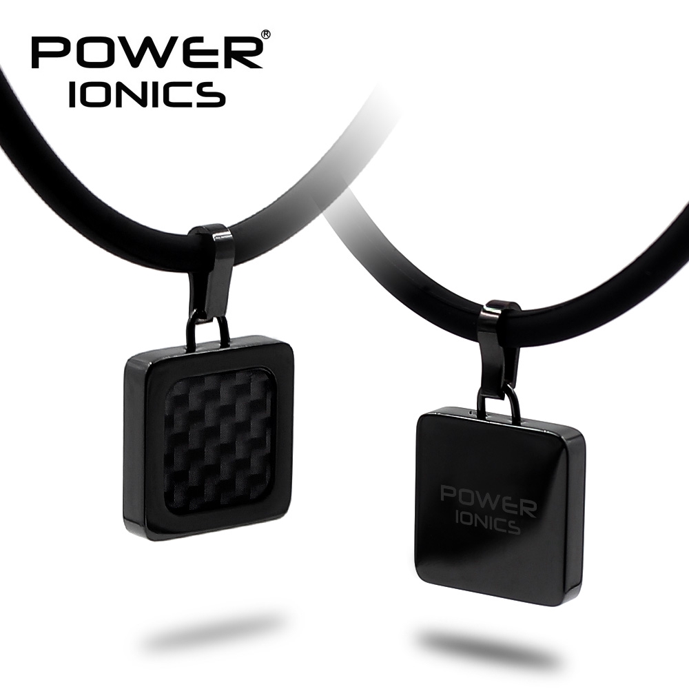 【FDA Device Registration】Power Ionics Unisex เจอร์เมเนียมทัวร์มาลีนสีดำคาร์บอนไฟเบอร์จี้สี่เหลี่ยม 3000 Anions สร้อยคอเพื่อสุขภาพสวมใส่ได้ 2 ด้าน