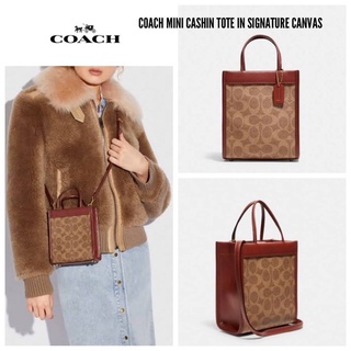 กระเป๋าสะพายข้างใบเล็ก 💕CO ACH MINI CASHIN TOTE IN SIGNATURE CANVAS 001