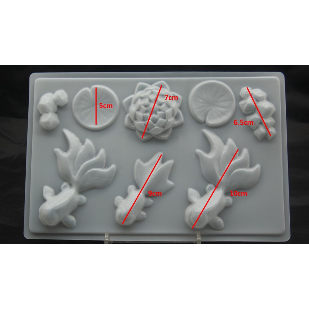 3 Cavi Small Koi Fish Lotus Leaf Plastic Jelly Moon Cake แม่พิมพ์ Mould