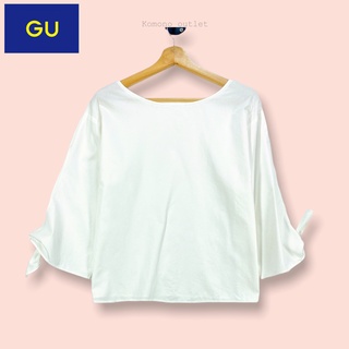 เสื้อ GU ผ้าคอตต้อน100%เนื้อดี  เสื้อทรงสวยน่ารัก ผ้าสวย แขนสวย ผูกโบว์สวย  ผ้าดีทิ้งตัวสวย ตัดเย็บละเอียด