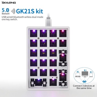 Gk21S Gk21 Pcb คีย์บอร์ดบลูทูธ Bt แบบ Dual Mode Rgb Smd สวิทช์ไฟ Ledes C พอร์ต Usb