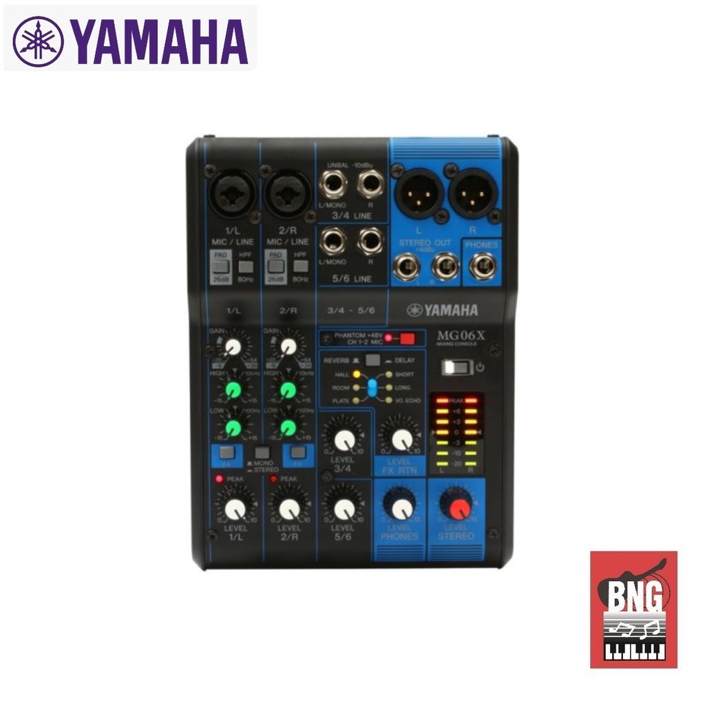 YAMAHA MG06X Analog Mixer 6 Input เครื่องผสมสัญญาณเสียง มิกเซอร์ อนาล็อก 6 ชาแนล