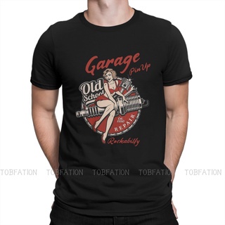 เสื้อยืดวินเทจเสื้อยืดลําลอง ผ้าฝ้าย แขนสั้น พิมพ์ลาย Old School Garage Pin Up Girl Essential ขนาดใหญ่ สําหรับผู้ชาย ผู้