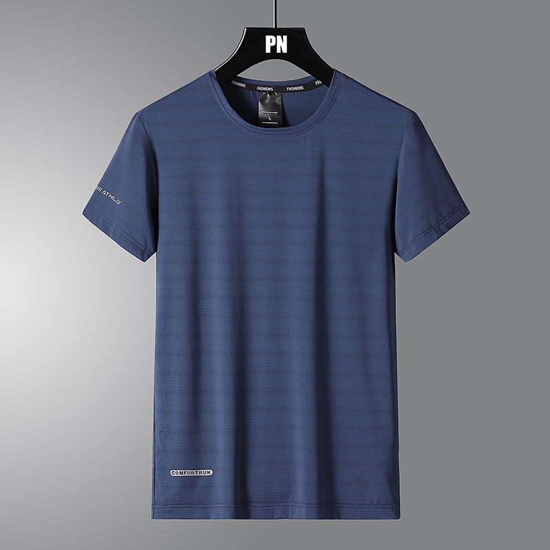 M-8XL พลัสขนาดกีฬาสันทนาการกลางแจ้งเสื้อยืดผู้ชายเสื้อยืดแขนสั้นฤดูร้อนบางสไตล์ผ้าไหมน้ําแข็งแห้งเร็วเหงื่อ-Abs - รูปที่ 6