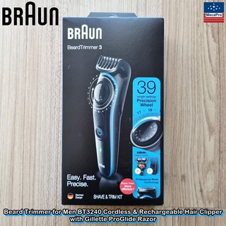 Braun® Beard Trimmer for Men BT3240 Cordless &amp; Rechargeable Hair Clipper + Gillette ProGlide Razor เครื่องเล็มหนวดเครา