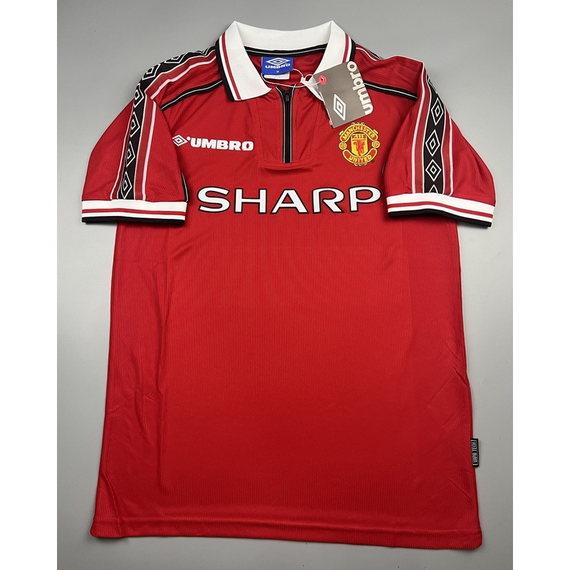 เสื้อบอล ย้อนยุค แมนยู 1998 เหย้า คอซิป Retro Manchester United Home  เรโทร คลาสสิค 1998-99