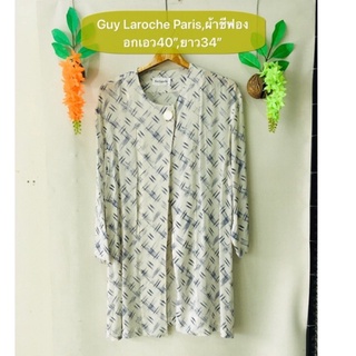 เสื้อคลุมยาว Guy Laroche Paris ผ้าชีฟองลายสวยทรงสวยมาก มือสองญี่ปุ่น สวยใหม่ รายละเอียดและขนาดดูในรูป