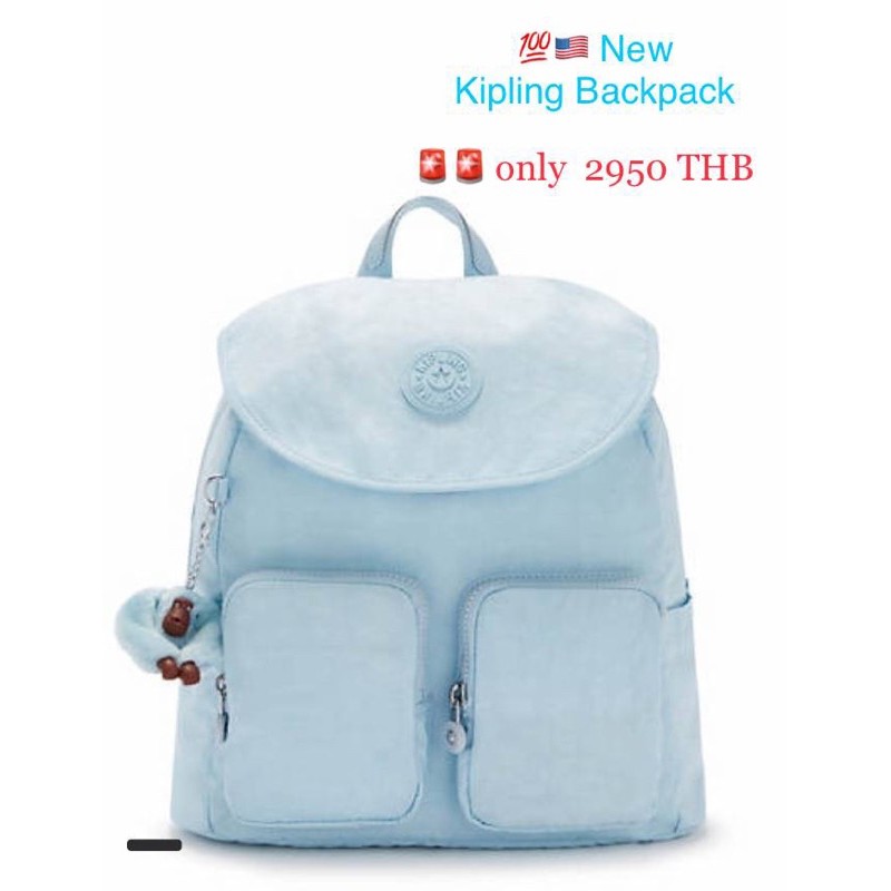 แท้ 💯🇺🇸 คุ้มมาก KIPLING fancy blue fiona backpack(พร้อมส่ง)