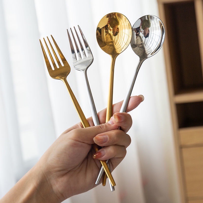 ช้อนส้อมเกาหลี *ทรงกลม* ชุดช้อนส้อมสแตนเลสแท้ มี 2 สีให้เลือก No.KC14 - รูปที่ 6