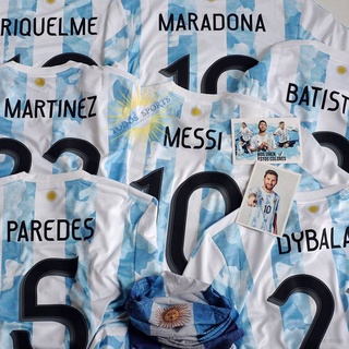 เสื้อกีฬาแขนสั้น ลายทีมชาติฟุตบอล Argentina Messi DiMaria Dybala Martinez HT1 2022 ชุดเหย้า TH1