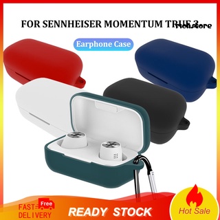 &lt;RICHSTORE&gt; เคสหูฟังบลูทูธ ซิลิโคนนิ่ม กันฝุ่น พร้อมคาราบิเนอร์ สําหรับ SENNHEISER MOMENTUM True 2