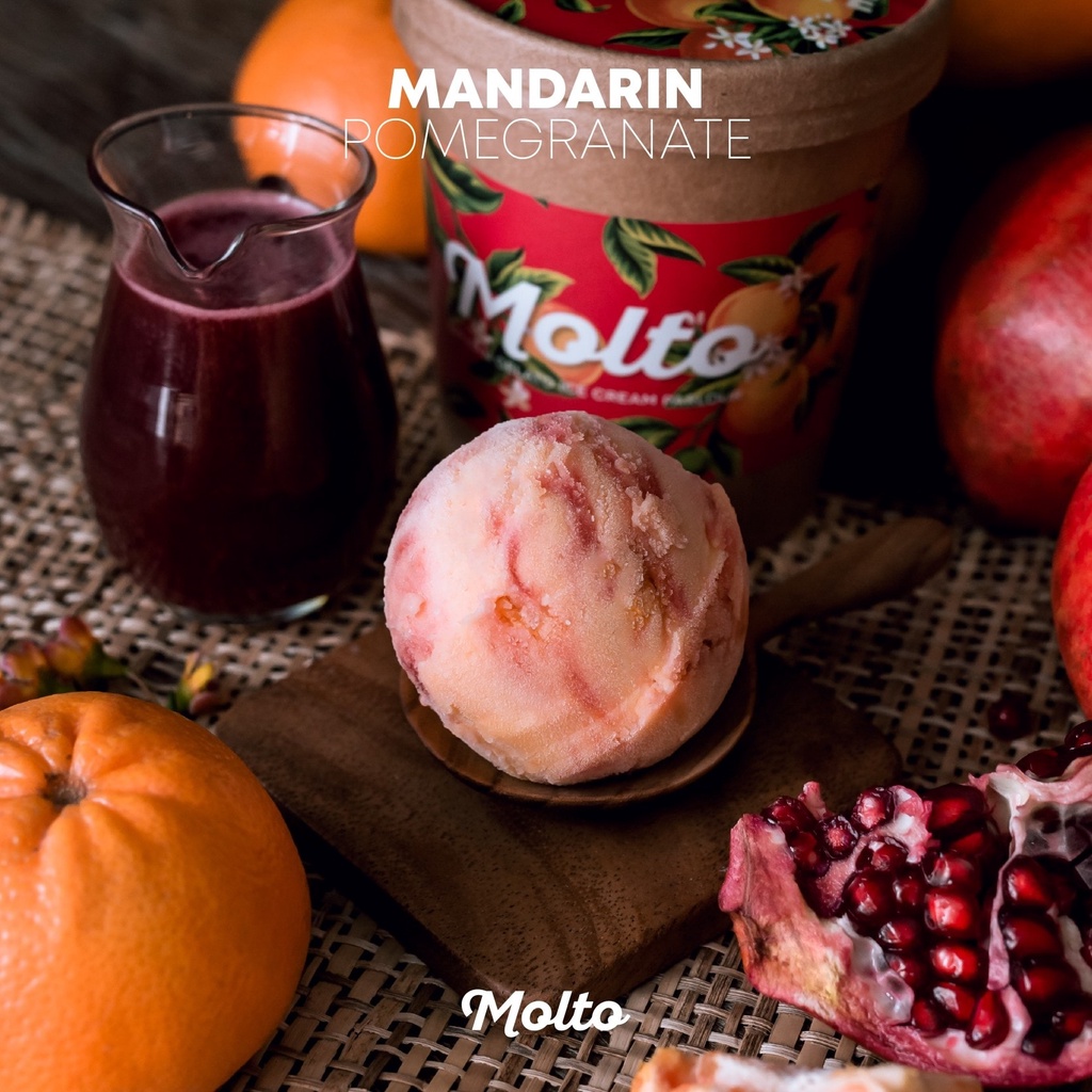 Mandarin Pomegranate (ไอศกรีม รสส้มแมนดาริน 1 ถ้วย 16 oz.) - Molto premium Gelato