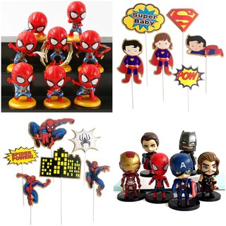 โมเดลการ์ตูนฮีโร่ สําหรับตกแต่งเค้ก สไปเดอร์แมน ซูเปอร์แมน