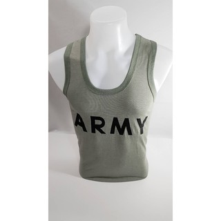 เสื้อกล้ามยืด Army สีเขียว เทา เทาอ่อน