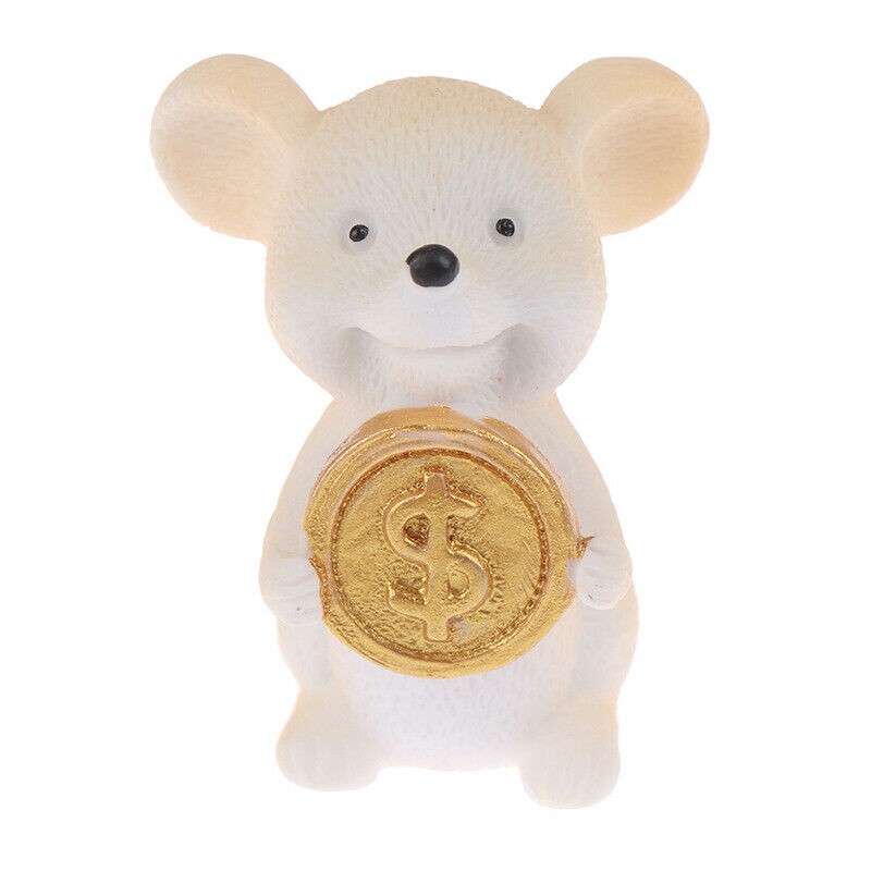 ตุ๊กตาหนูอุ้มทอง No.1 Miniature animals gold coin mouse DIY garden micro landscape bonsai décor