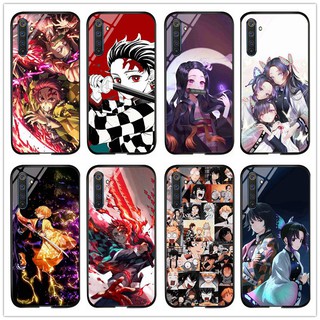 เคสโทรศัพท์มือถือกระจกนิรภัย แบบแข็ง กันกระแทก ลาย Demon Slayer: Kimetsu No Yaiba สําหรับ Oppo Realme 6 6 pro