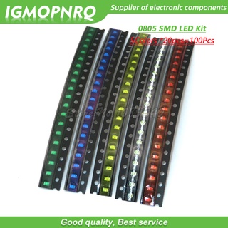 ชุดไดโอดเปล่งแสง 0805 SMD LED สีขาว สีแดง สีเหลือง สีเขียว สีฟ้า 5 สี *20 ชิ้น =100 ชิ้น/ล็อต IGMOPNRQ