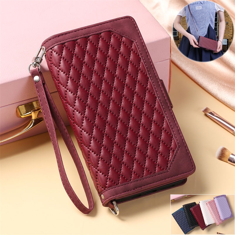 เคสโทรศัพท์หนัง ฝาพับแม่เหล็ก พร้อมช่องใส่บัตร และสายคล้อง แฟชั่น สําหรับ Samsung Note 20 Ultra Plus 8 9 A52 A52S A72 4G 5G