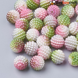 1 Bag Imitation Pearl Acrylic Beads Berry Beads Combined Beads Rainbow Gradient Mermaid Pearl Beads Round Lime Green 10mm Hole: 1mm about 200pcs/bag