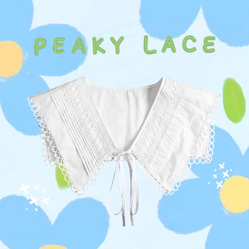 พร้อมส่ง PEAKY LACE ปกคอถอดได้ ลายฉลุหวาน พร้อมแต่งด้วยริมลูกไม้ สีขาว ผ้าฝ้ายหนา เย็บทบ 2 ชั้น