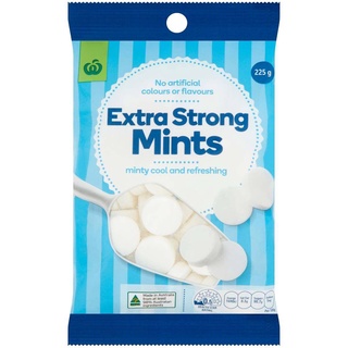 Woolworths Extra Strong Mints 225g. วูลเวิร์ธเอ็กซ์ตร้าสตรองมินต์ 225กรัม