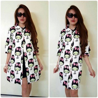 Granddesignplus รหัสTTR509 **สีขาว** รอบอก 40" MOSCHINO CELEB CUTIE COAT DRESS