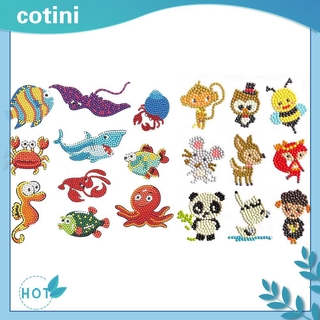 Cotini Diy สติ๊กเกอร์ภาพจิตรกรรมลายสัตว์ติดประดับเพชรสําหรับติดตกแต่งบ้าน