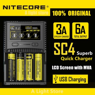 Original Nitecore Sc4 ที่ชาร์จแบตเตอรี่อัจฉริยะหน้าจอ Lcd Li-Ion 18650 14500 26650 32650 แบตเตอรี่