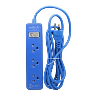 ANITECH PLUG (ปลั๊กไฟ) 3-WAY 1 SWITCH H1033 3.0 METER (BLUE)