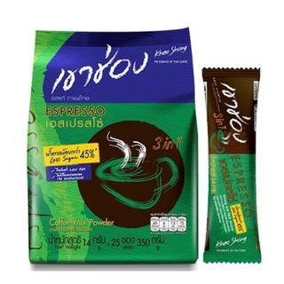 เขาช่อง เอสเปรสโซ กาแฟปรุงสำเร็จ ชนิดผงน้ำตาลน้อย 350 กรัม (14กรัม * 25ซอง) (8859102132612)