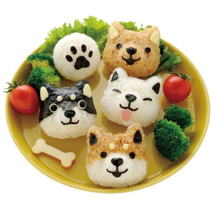 แม่พิมพ์ข้าวเบนโตะสุนัขลูกสุนัข Doggy Husky Onigiri Rice Nori Sushi Set