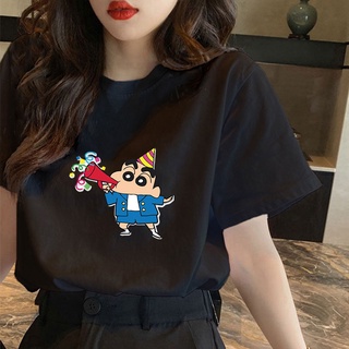 CX เกาหลีบวกเสื้อยืดขนาดคอกลมญี่ปุ่นมังงะ Crayon Shinchan รูปแบบการออกแบบพิมพ์เสื้อยืดขนาดใหญ่ส &gt;$,