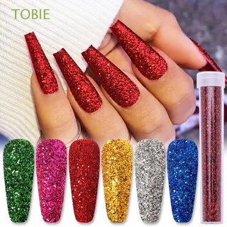 Tobie ผงกลิตเตอร์แฮนด์เมดสีทองสีเงินสําหรับตกแต่งเล็บยูวีเจลชิมเมอร์โฮโลแกรมหลากสี