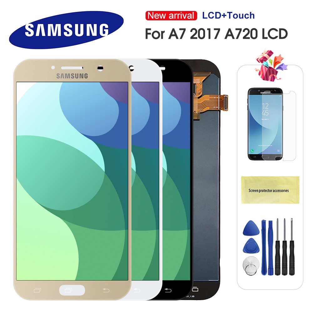 LCD สําหรับ Samsung Galaxy A7 2017 A720 A720F A720M LCDs Touch Screen Digitizer Assembly สําหรับ A7 