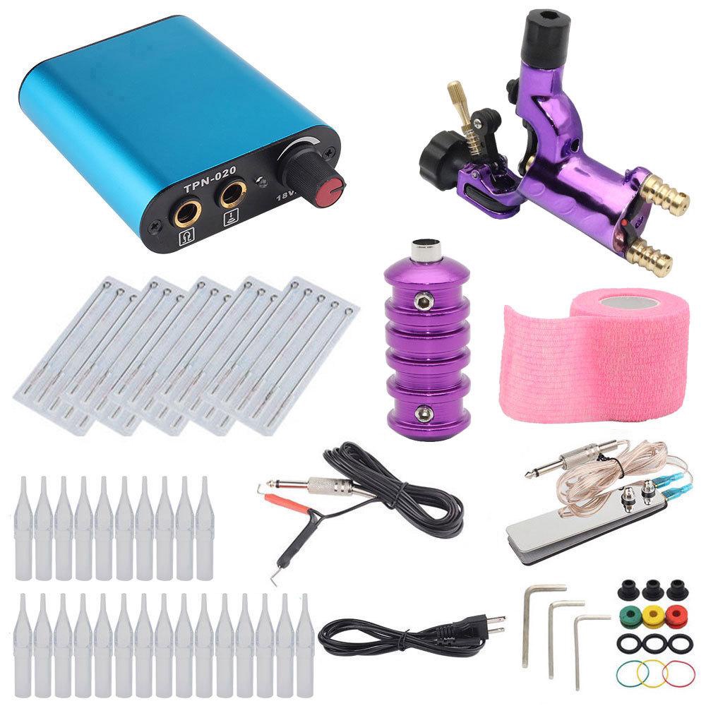 Longtian Professional Tattoo Kit สีม่วง Dragonfly Rotary Tattoo Machine Shader & Liner พร้อม Grommet