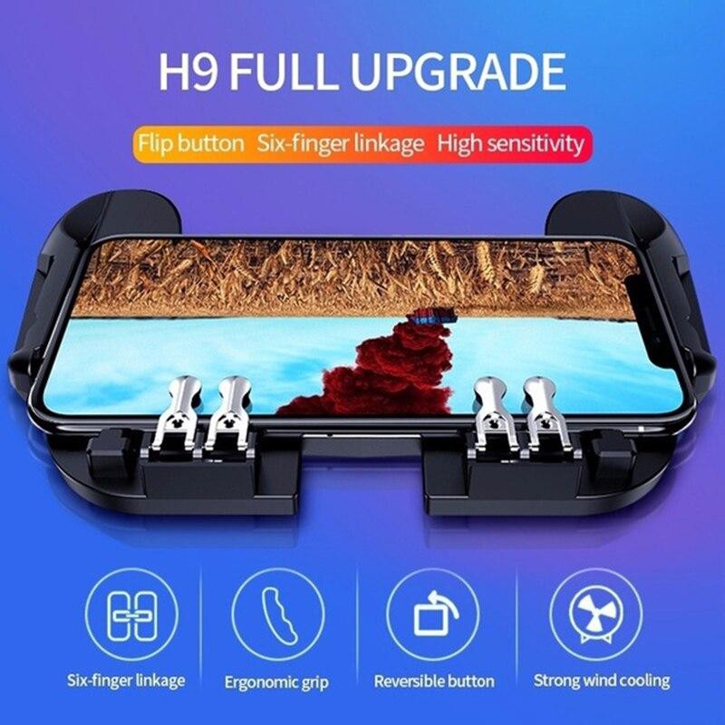 H9 Gamepad ด้ามจับพร้อมปุ่มยิง 4 ปุ่ม (แถมฟรีสายชาร์จ) แบตเตอรี่+พัดลมระบายอากาศ ด้ามจับ PUBG / Free Fire