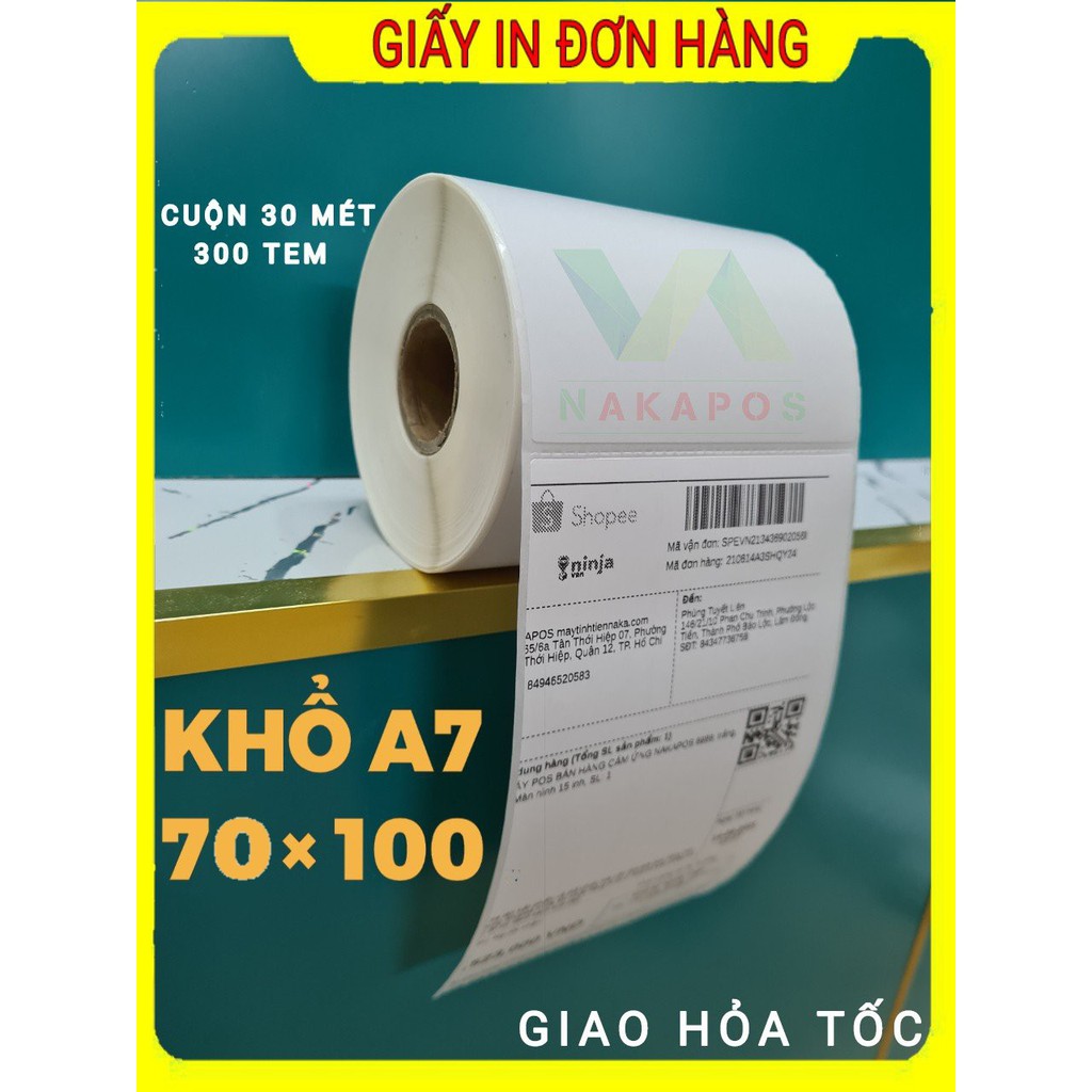 [ROLL of 300 แผ่น] กระดาษพิมพ์ A7 Thermal Decal 70x100 Barcode stamp 7*10 การจัดส่งลื่น 70*100 การจั