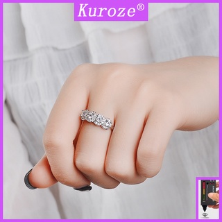 Kuroze แหวนเงิน S925 ประดับเพชรโมอิส สีขาว เครื่องประดับแฟชั่นสตรี