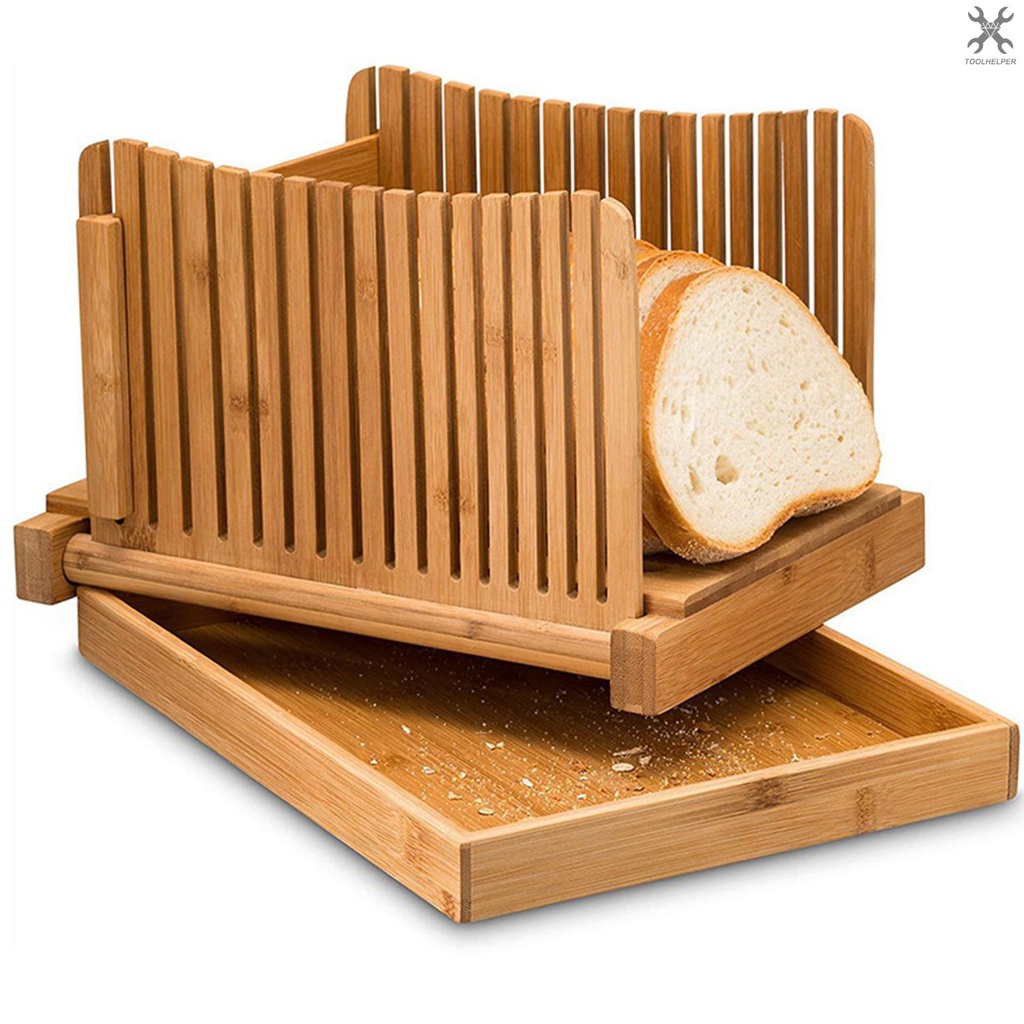 【toolhelper】เครื่องตัดขนมปังไม้ไผ่ พับได้ ปรับได้ สําหรับทําขนมปังโฮมเมด เค้ก โลฟ