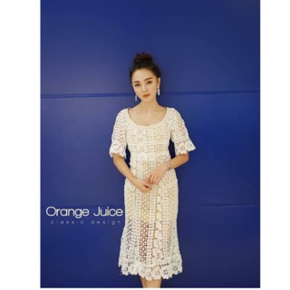 เดรสงานป้ายลูกไม้ งานสวยป้าย orange juice