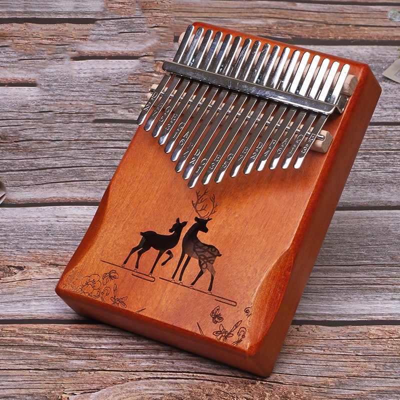 MECCANIXITY 21 Keys Thumb Piano, Brown Mini Portable Finger Piano Solid