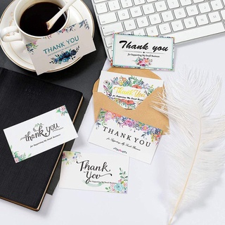 *พร้อมส่ง*การ์ดขอบคุณลูกค้า การ์ด Thak you บัตรขอบคุณ ลายเรียบหรู (10 แผ่น)