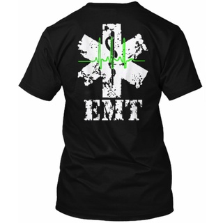 tshirtเสื้อยืดคอกลมฤดูร้อนเสื้อยืดคอกลม แขนสั้น ผ้าฝ้าย พิมพ์ลาย Star of Life EMT แฟชั่นฤดูร้อน สําหรับผู้ชาย และผู้หญิง