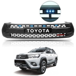 กระจังหน้า มีไฟ LED โลโก้ขาว สีดำ, ขาว 1 ชิ้น สำหรับ โตโยต้า Toyota ไฮลักซ์ Hilux รีโว่ Revo ปี 2015 2016 2017